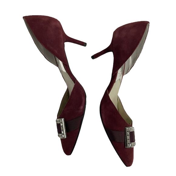 Michael Kors Shirley Crystal Embellished Pumps d'Orsay Dark Red Size 8M - Picture 6 of 10